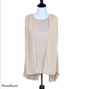 Tianzhien hi lo drape sleeveless round neck blouse